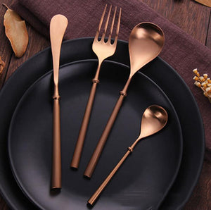 Lekoch New Retro Silverware Set 4pcs Cutlery Set Stainless Steel Western Tableware Classic Home Dinnerware Knife Fork Scoop Set