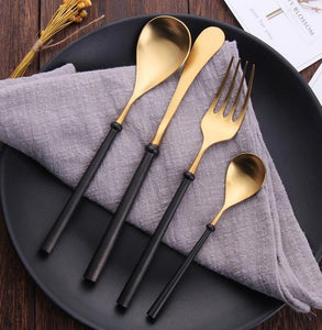 Lekoch New Retro Silverware Set 4pcs Cutlery Set Stainless Steel Western Tableware Classic Home Dinnerware Knife Fork Scoop Set