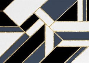 Fashion heavy metal style living room carpet Blue geometric ins bedroom rug Black white marble gold strip floor mat customize