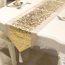 Load image into Gallery viewer, European Luxury Velvet Gilded Table Runner Tablecloth Embroidered Gloden Table Runners Table Flag Dinner Mats Home Textile