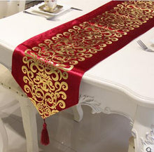 Load image into Gallery viewer, European Luxury Velvet Gilded Table Runner Tablecloth Embroidered Gloden Table Runners Table Flag Dinner Mats Home Textile