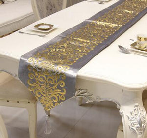 European Luxury Velvet Gilded Table Runner Tablecloth Embroidered Gloden Table Runners Table Flag Dinner Mats Home Textile