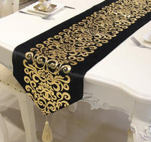 Load image into Gallery viewer, European Luxury Velvet Gilded Table Runner Tablecloth Embroidered Gloden Table Runners Table Flag Dinner Mats Home Textile