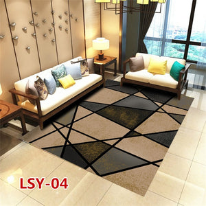 Modern Nordic Style Metal Golden Carpet Black Geometric Living room Bedroom decor Rug and Carpets Parlor Tapete Metal Wind Mats