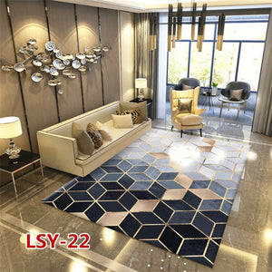 Modern Nordic Style Metal Golden Carpet Black Geometric Living room Bedroom decor Rug and Carpets Parlor Tapete Metal Wind Mats