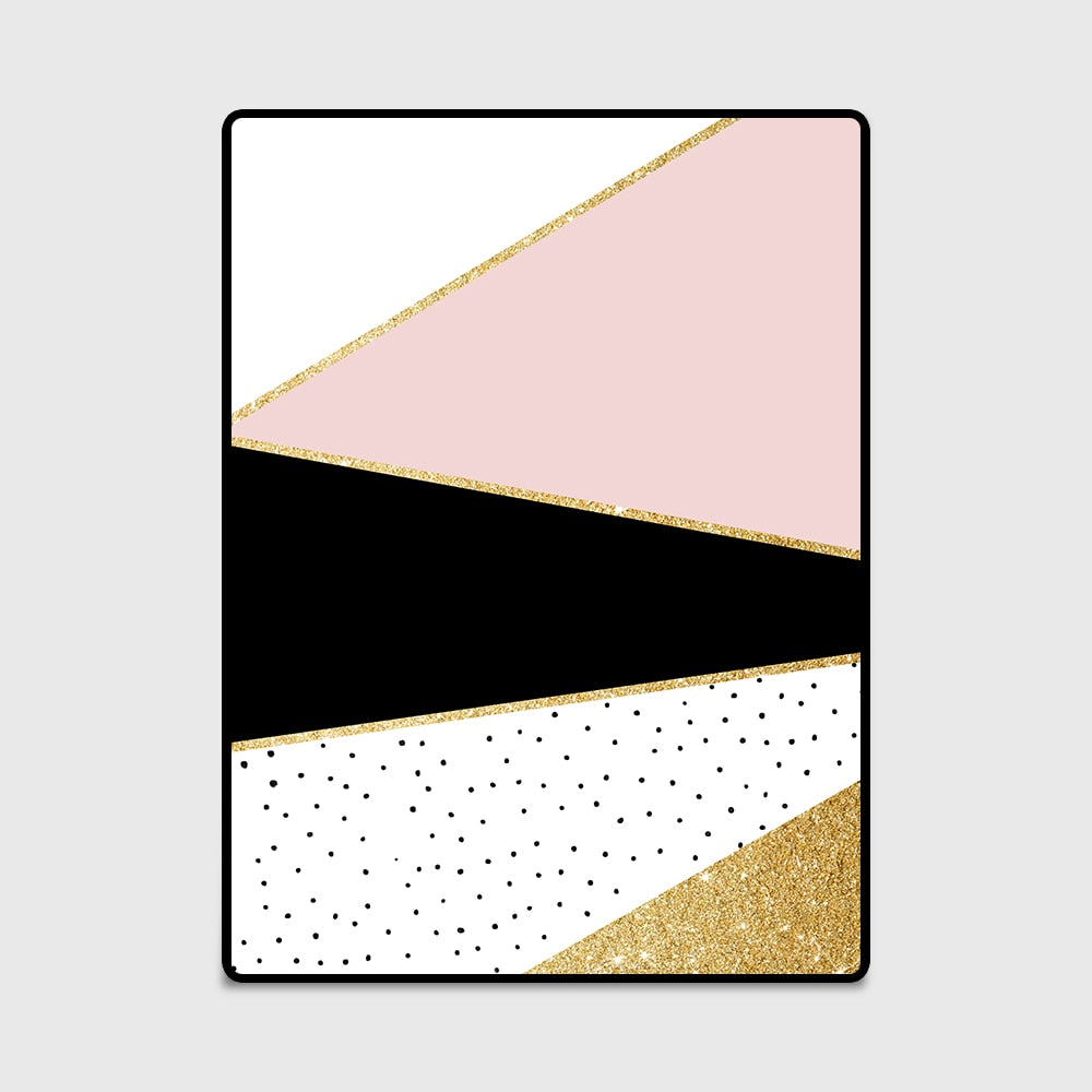 Fashion Modern Nordic Geometric Pink Black Golden Line Polka Dots Door Mat Living Room Bedroom Parlor Area Rug Decorative Carpet