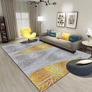 Modern European Gold color carpet Living room floor mat coffee table bedroom bedside mat printed velvet 140x200cm non-slip rug