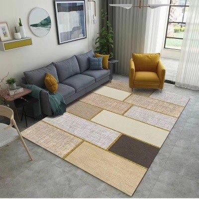 Modern European Gold color carpet Living room floor mat coffee table bedroom bedside mat printed velvet 140x200cm non-slip rug