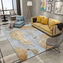 Load image into Gallery viewer, Modern European Gold color carpet Living room floor mat coffee table bedroom bedside mat printed velvet 140x200cm non-slip rug