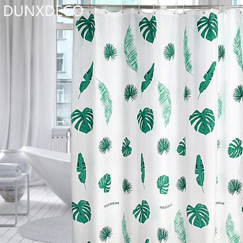 Shower Curtain Bathroom Waterproof Cortinas Modern Green Leaf Polyester Fabric Rideau Fresh Home Decoration