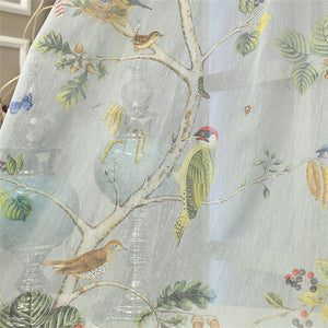 Customizable Luxury Curtain For Bedroom Kitchen Curtains Living Room American Foral Birds Cortinas Window Rings Curtains,1 panel