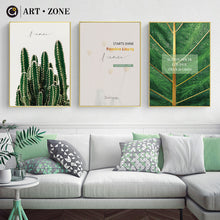 Load image into Gallery viewer, ART ZONE Green Cactus Art Poster Plant Leaves Minimalist Wall Art Canvas Painting Living Room Bedroom Home Decor Painting