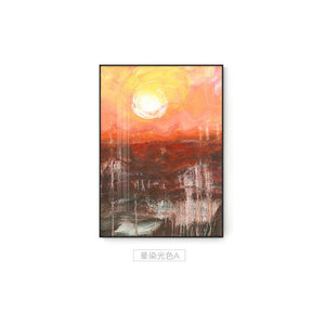 Abstract Bright Orange Sunrise Scenery Canvas Painting Landscape Poster Print For Living Room Aisle Study Fashion Wall Art Decor