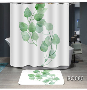 Green Leaf Printed Shower Curtain Nordic Plant Bathroom Curtain High Quality Waterproof rideau de douche New cortina ducha