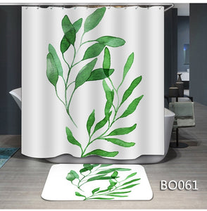 Green Leaf Printed Shower Curtain Nordic Plant Bathroom Curtain High Quality Waterproof rideau de douche New cortina ducha