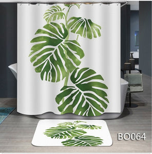 Green Leaf Printed Shower Curtain Nordic Plant Bathroom Curtain High Quality Waterproof rideau de douche New cortina ducha