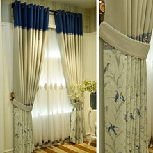 Load image into Gallery viewer, Modern Nordic Cotton and Linen High Shading Splicing Curtains for Living Dining Room Bedroom.