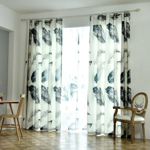 Bedroom Curtain Patterns Single Panels Gray 3D Curtains For Living Room Window Treatments Nordic Digital Printed Feather