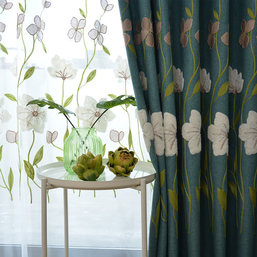 Nordic Pastoral Modern Curtains for Bedroom Embroidered Curtain for Living Room  Curtains Tulle Shade