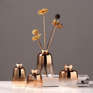 Modern minimalist glass vase ornament home living room TV cabinet hydroponics small golden vases Gradual change model flower