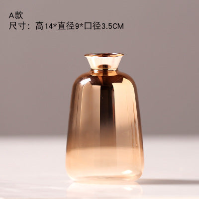 Modern minimalist glass vase ornament home living room TV cabinet hydroponics small golden vases Gradual change model flower