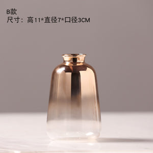 Modern minimalist glass vase ornament home living room TV cabinet hydroponics small golden vases Gradual change model flower