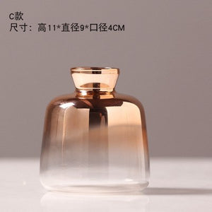 Modern minimalist glass vase ornament home living room TV cabinet hydroponics small golden vases Gradual change model flower